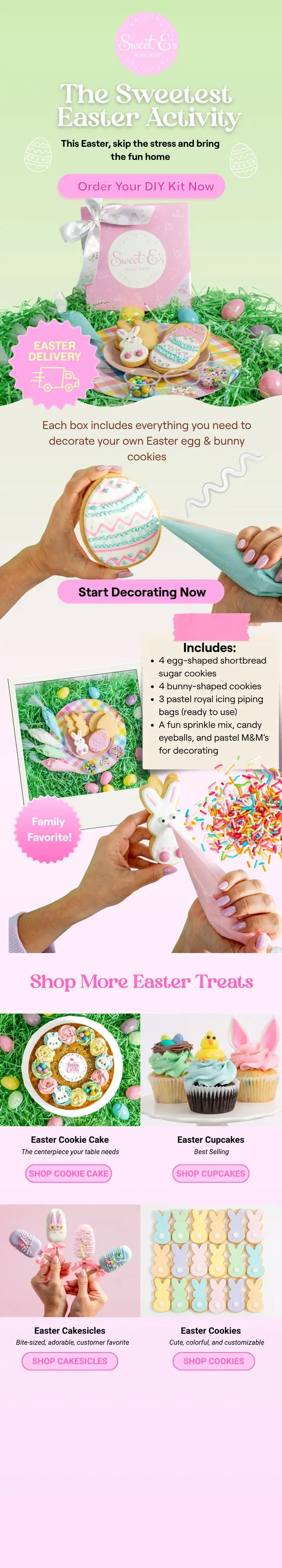 Sweet E's Bake Shop Easter DIY cookie kit campaign email