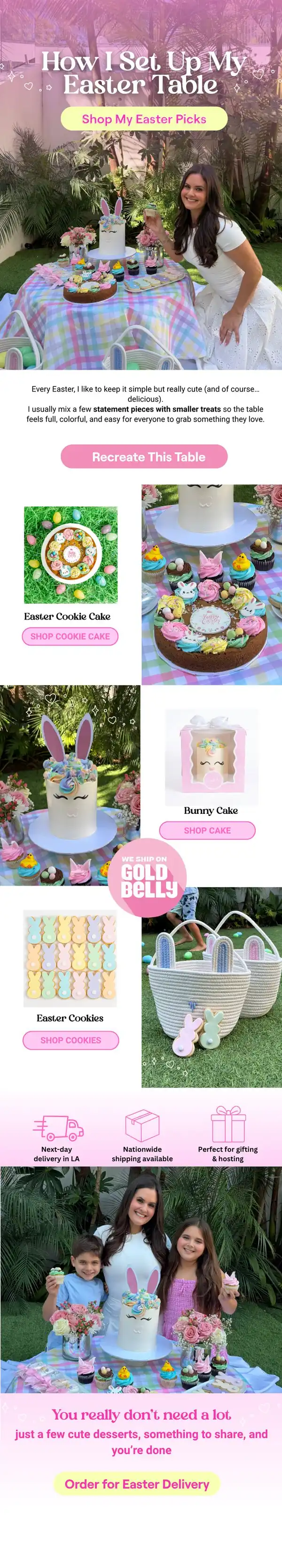 Sweet E's Bake Shop Easter table styling campaign email