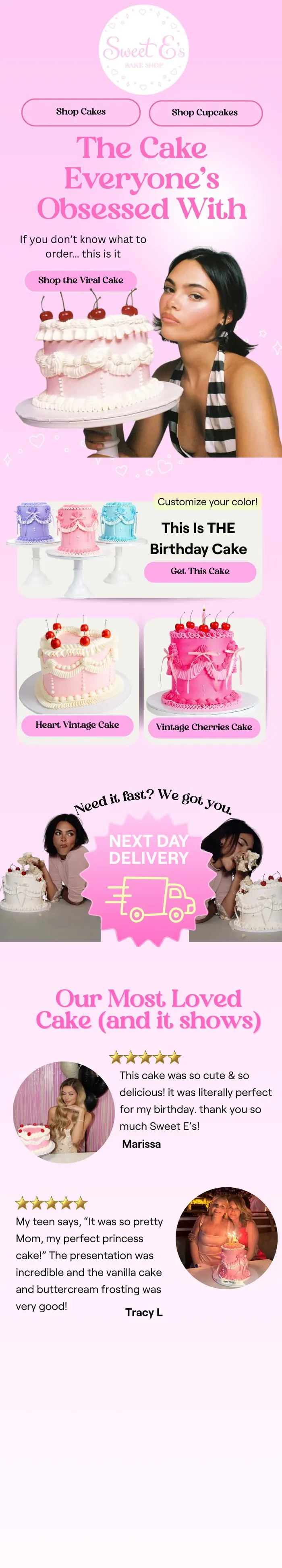 Sweet E's Bake Shop viral birthday cake campaign email